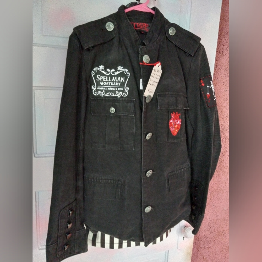 Custom Sabrina "hell witch" OOAK Rage tripp skull button jacket RARE PRICE FIRM - Picture 14 of 16